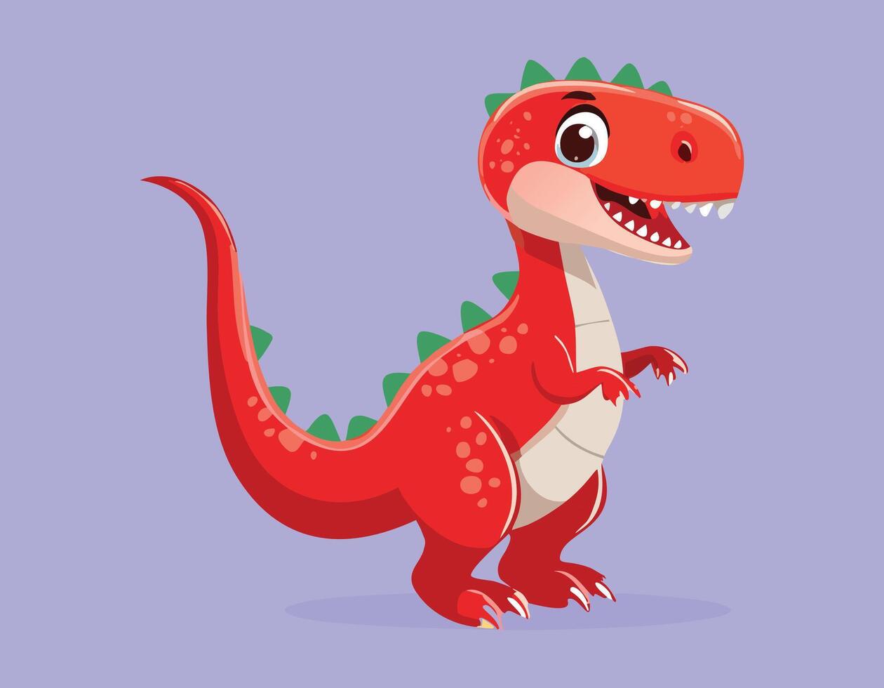 cute cartoon red dinosaur . vector