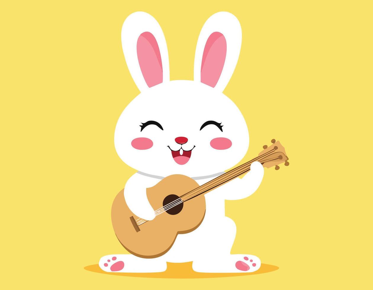a cartoon rabbit playing the guitar vector