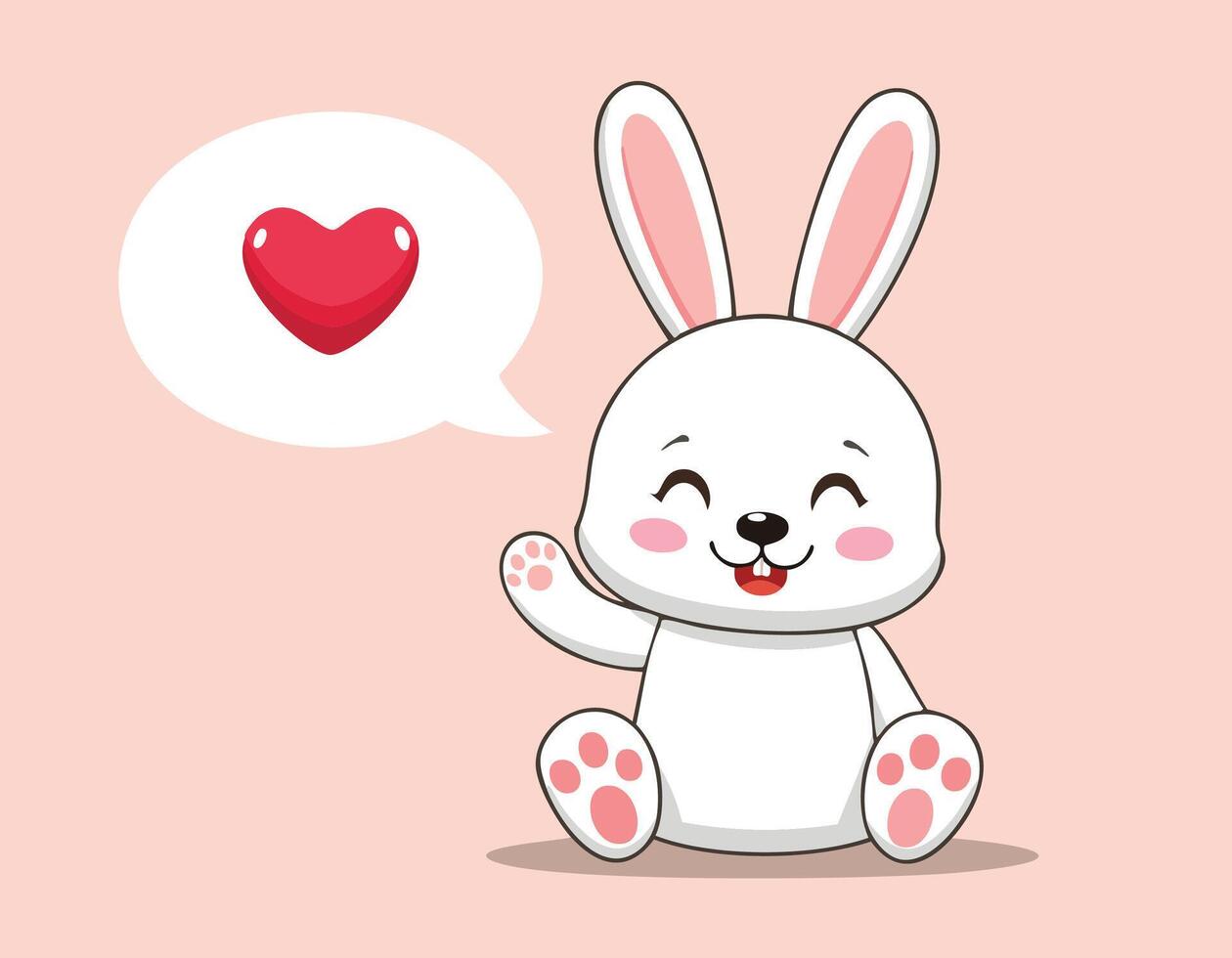 cute cartoon rabbit with heart and speech bubble vector