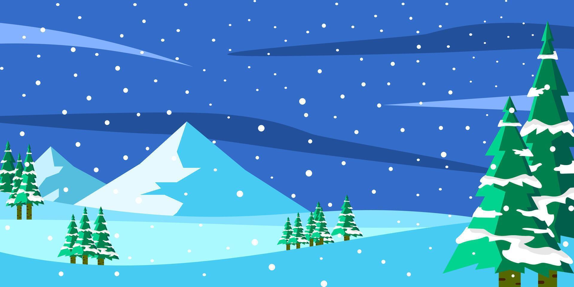 Winter landscape with snow and trees vector