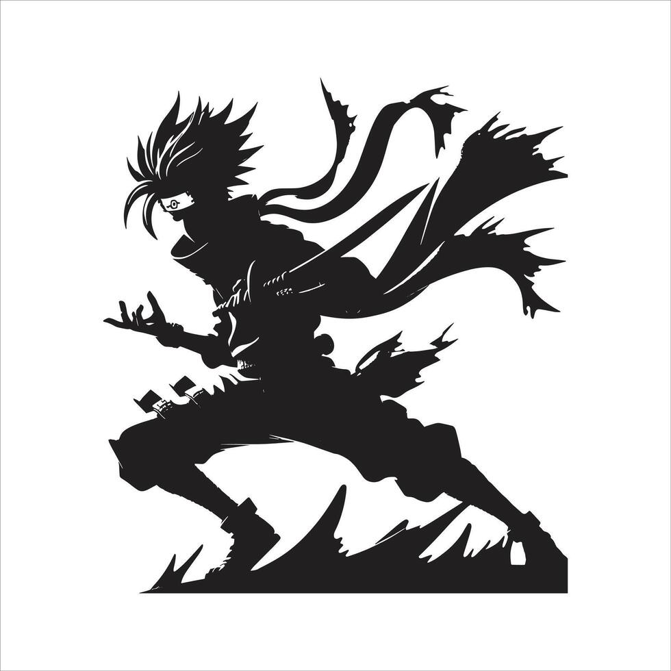 Kakashi Hatake and Naruto Uzumaki Ninja with Sword Mask Anime Ninjutsu Warrior Art vector