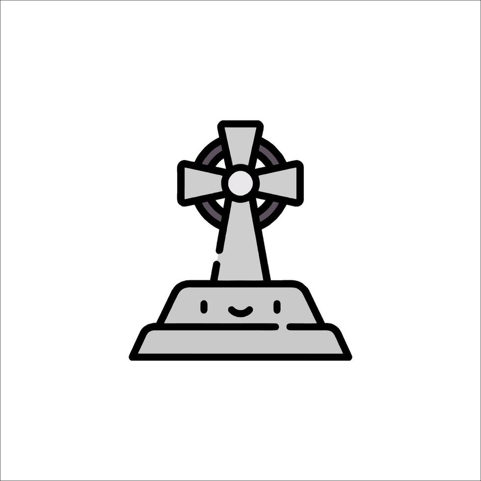 A cross on top of a tombstone icon vector