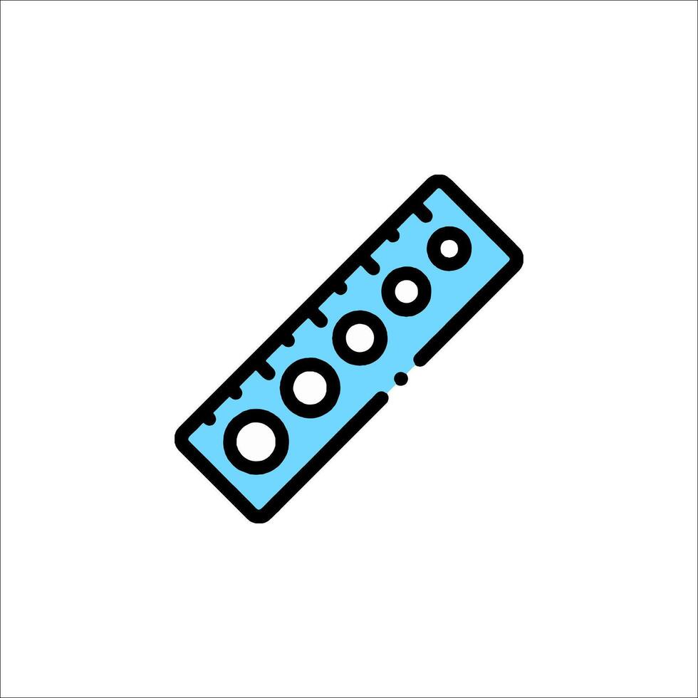 A blue and black line icon of a ruler vector