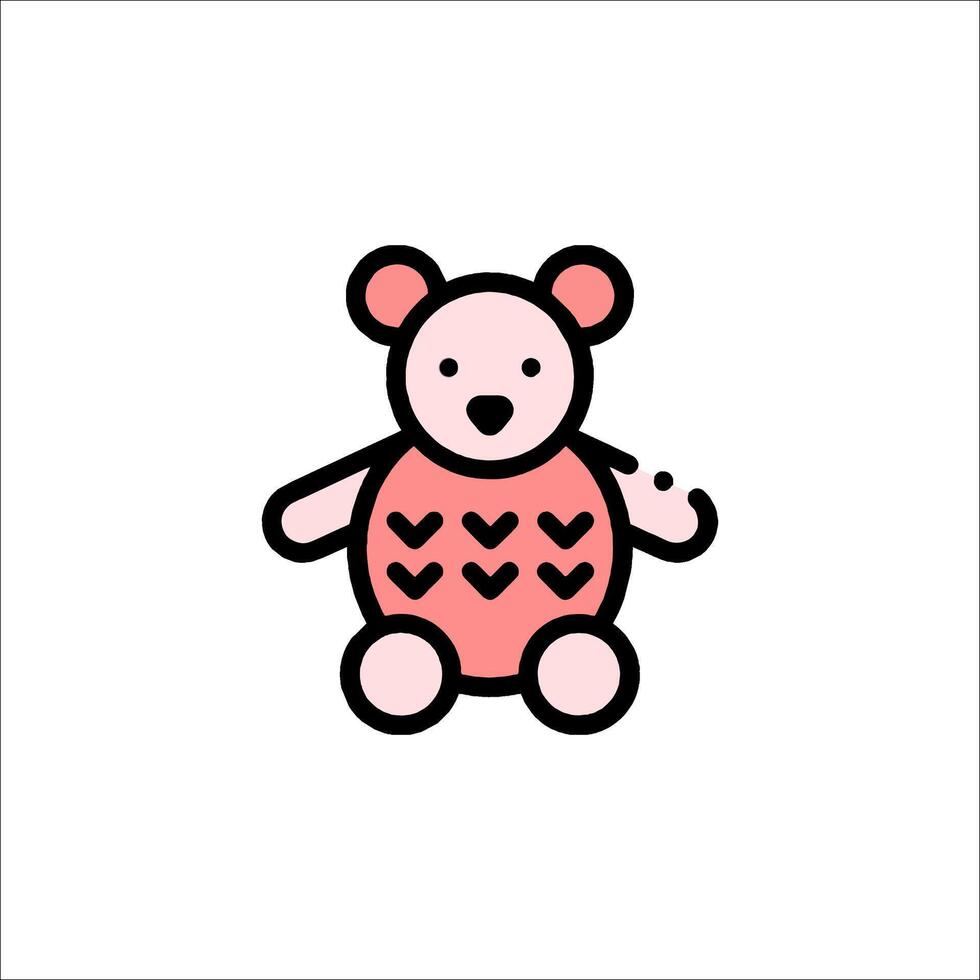 A teddy bear with hearts on it vector