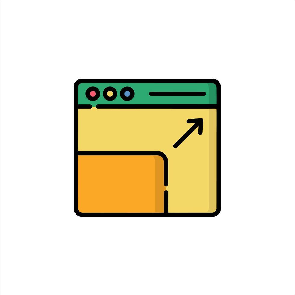 A web page with an arrow pointing up vector