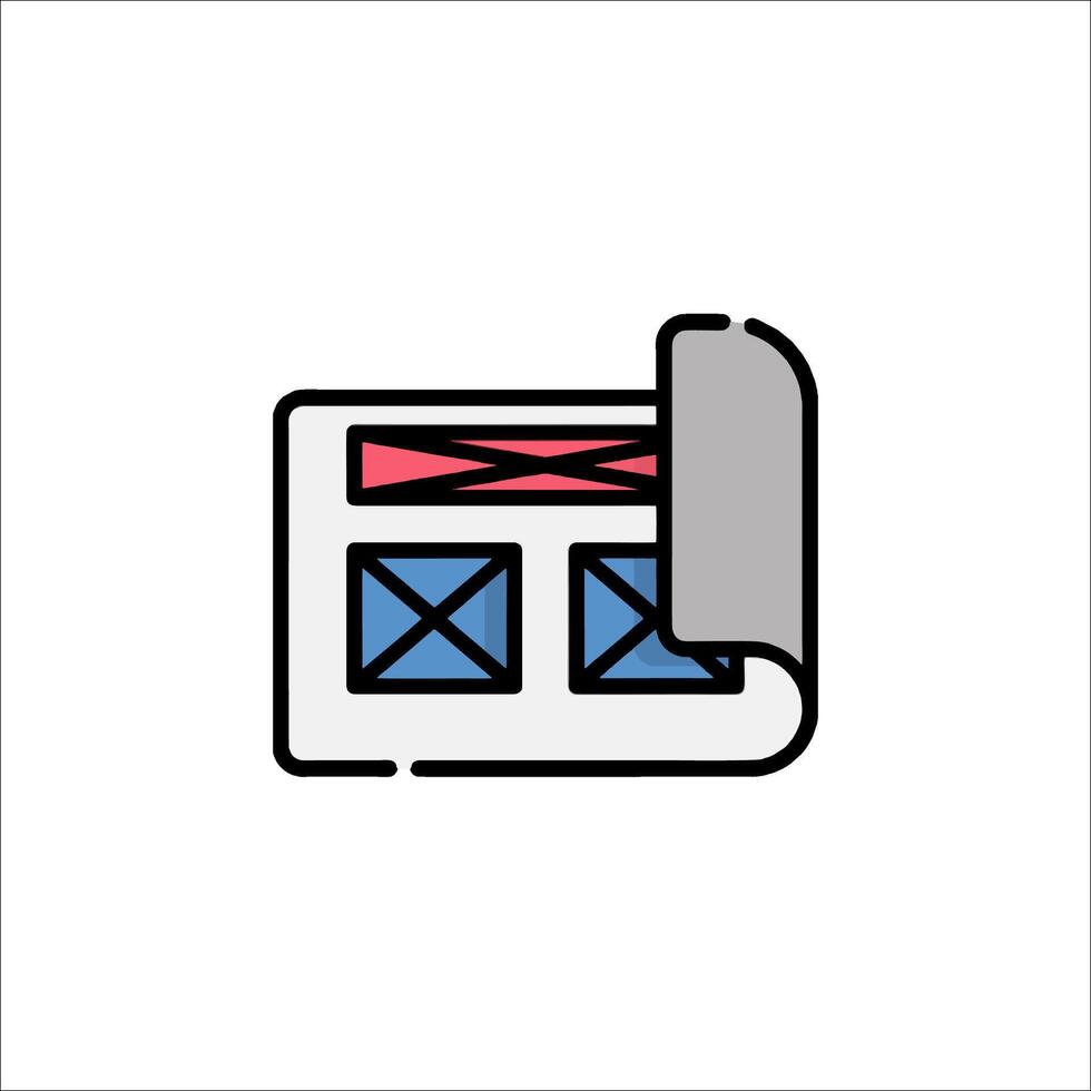 A simple icon of a newspaper with a red and blue box vector