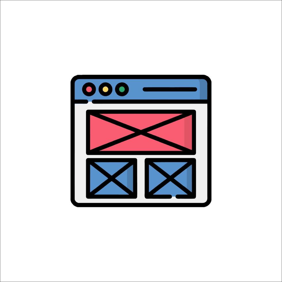 A web page with a red cross on it vector