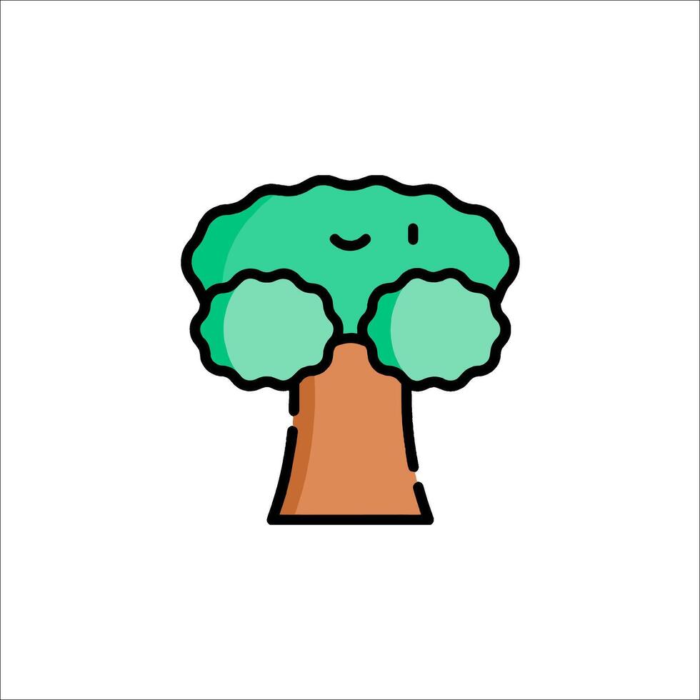 A cartoon tree with a smiley face on it vector