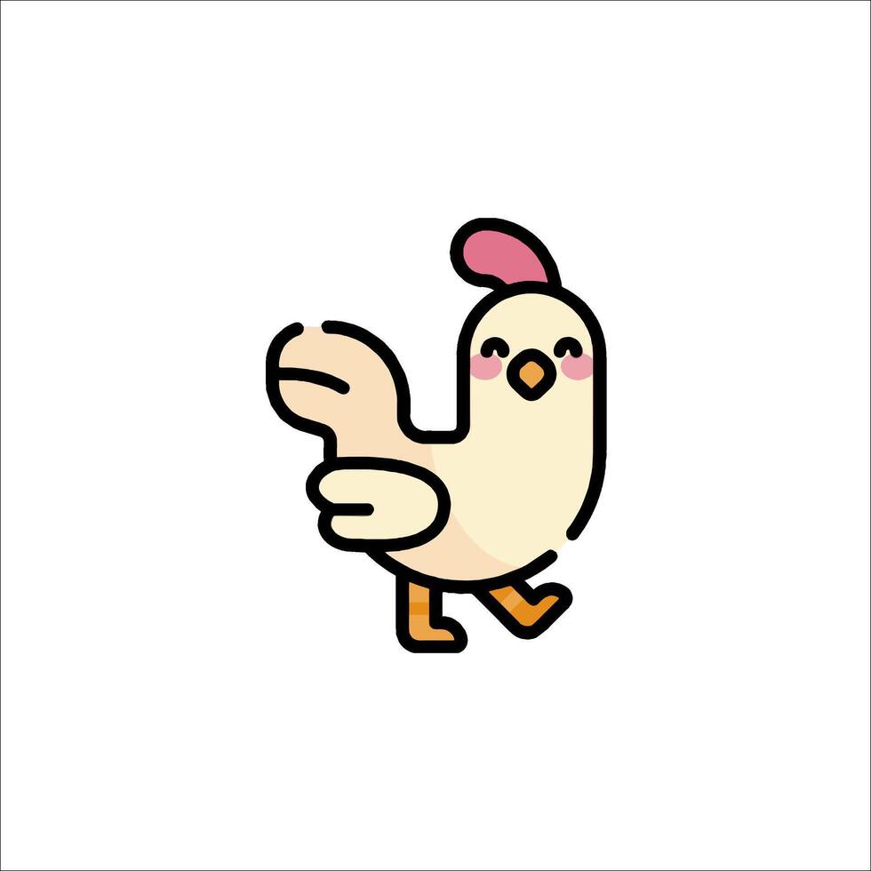 A cute chicken with a pink head and pink feet vector