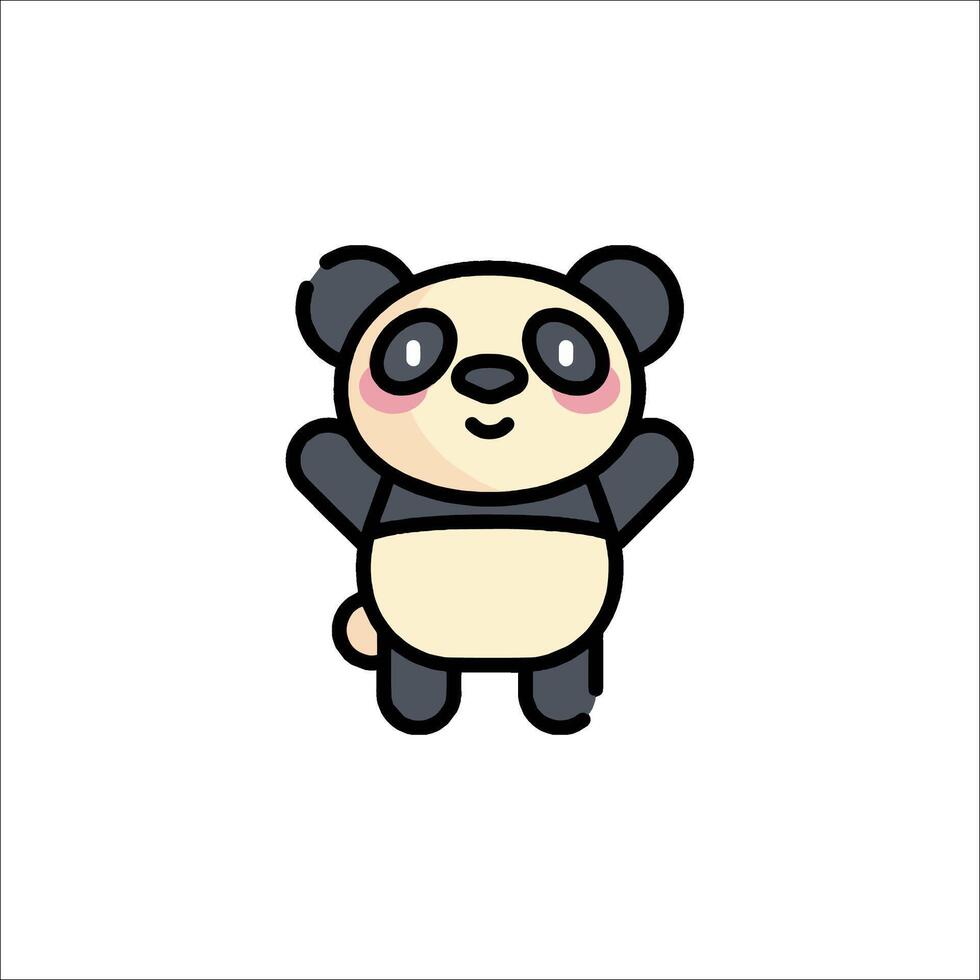 A cartoon panda bear with a black and white face vector