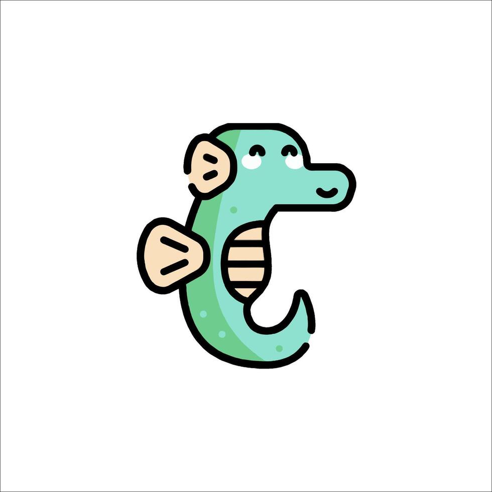 A cartoon fish with a green body and a tail vector