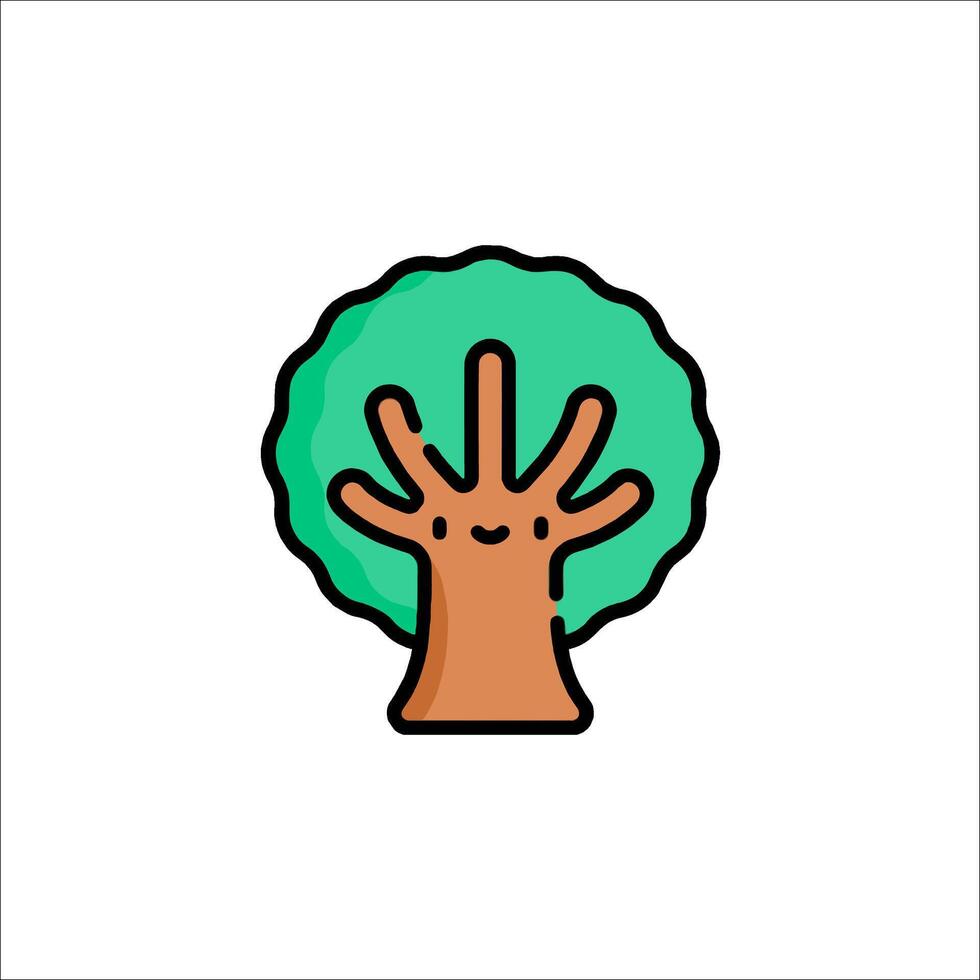 A cartoon tree with a face and hands vector