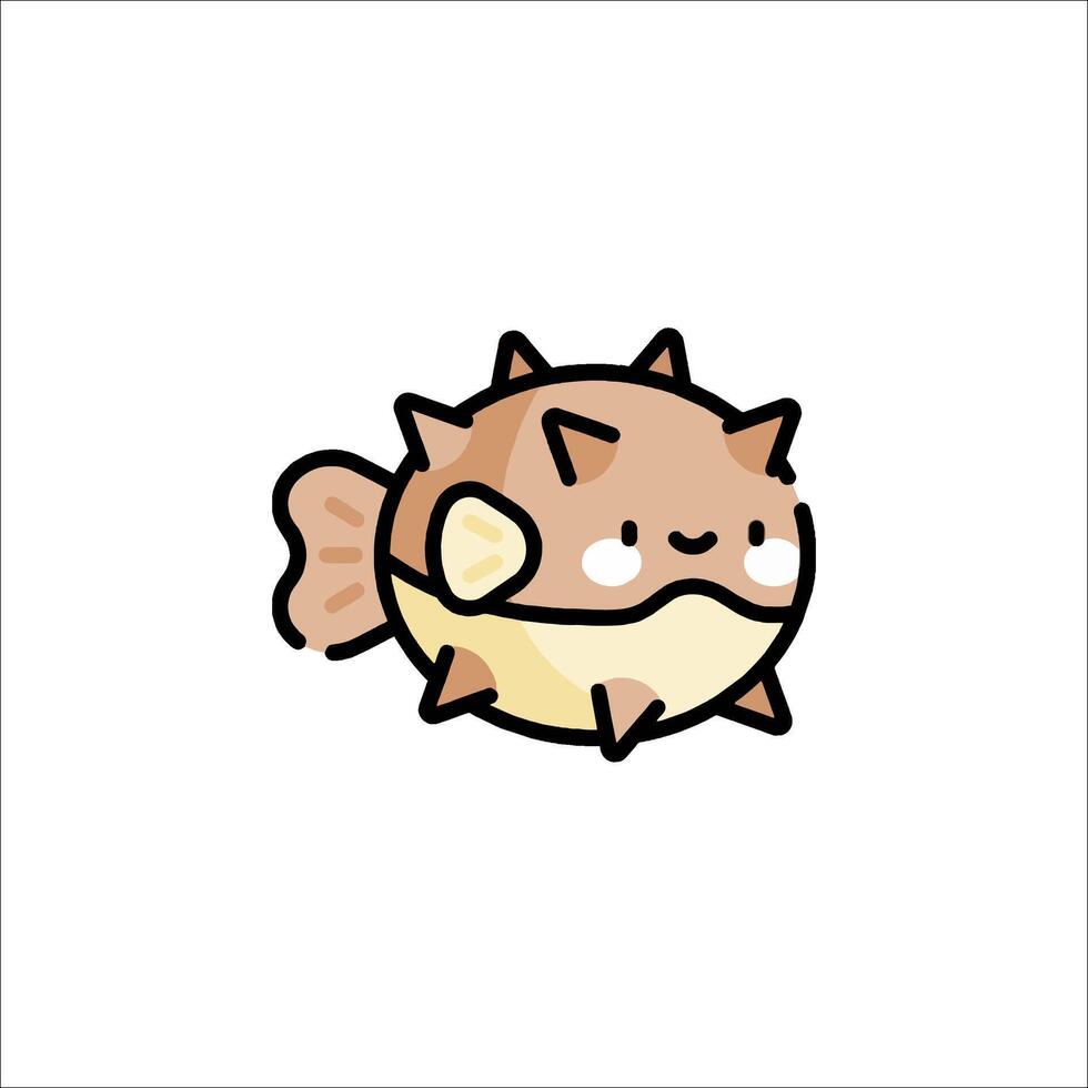 A cute little puffer fish with spikes on its head vector