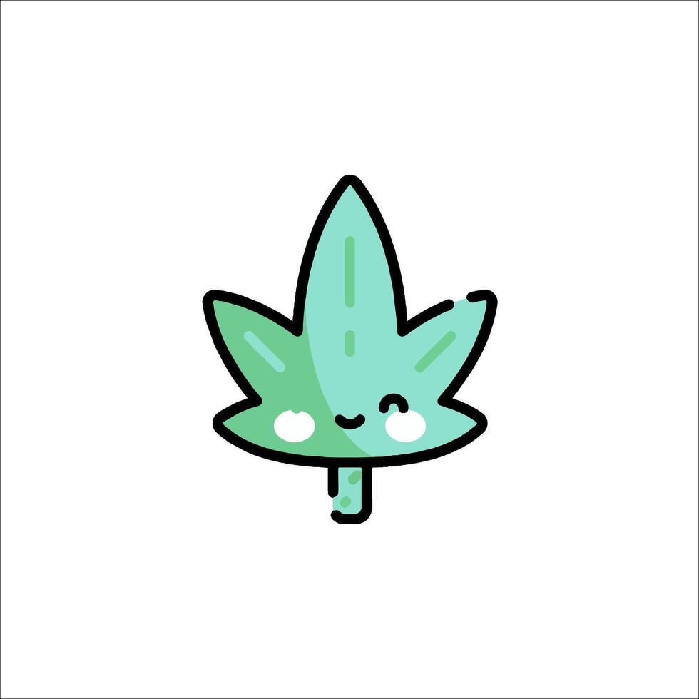 A cartoon marijuana leaf with a smiley face vector