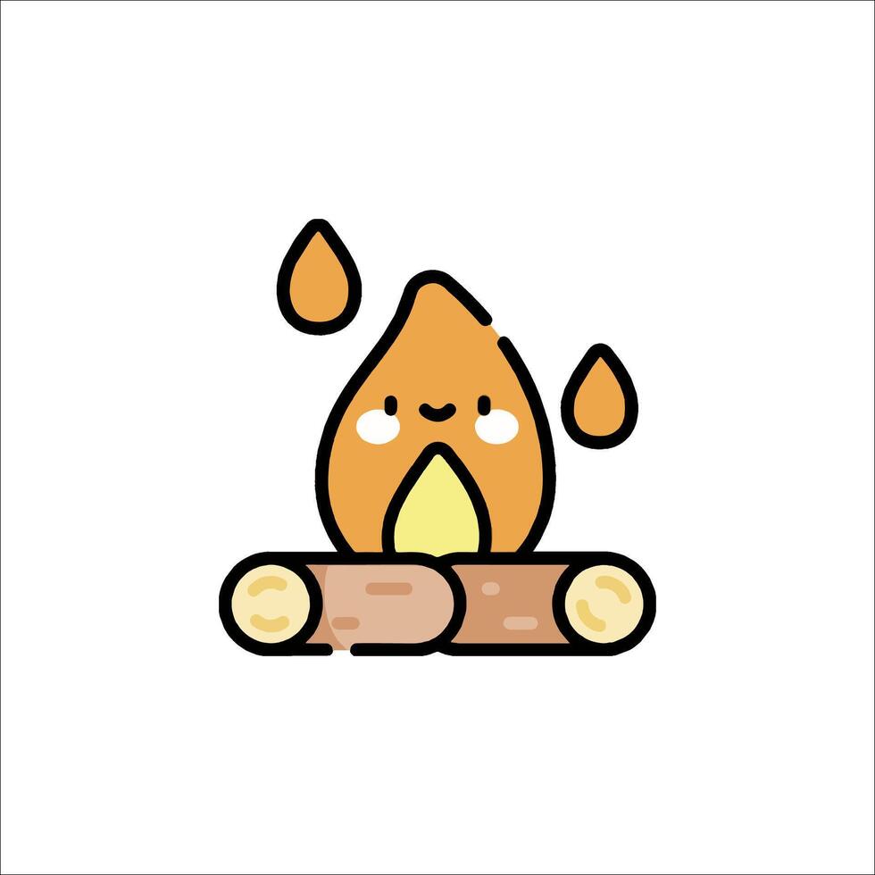 A cartoon fire with a smiley face on it vector