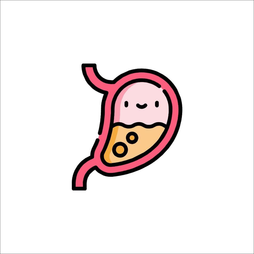 A cartoon stomach with a smiley face vector