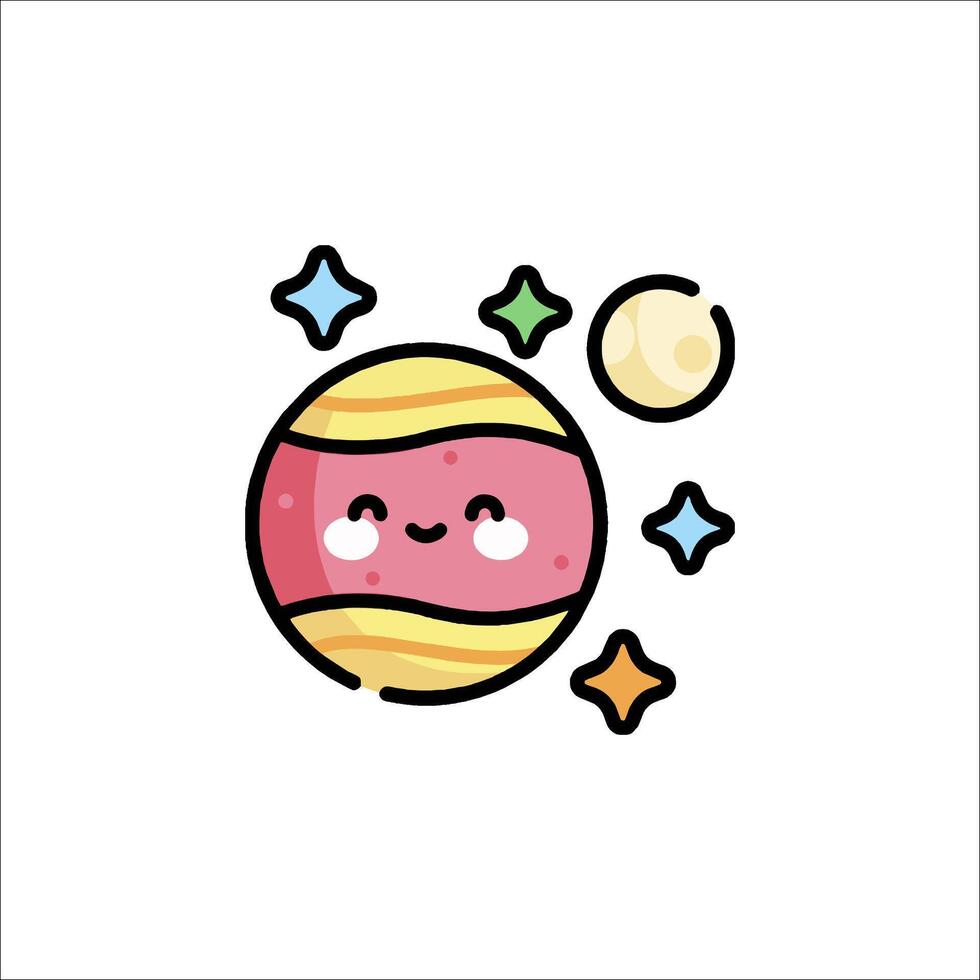 A cute cartoon planet with stars and planets vector