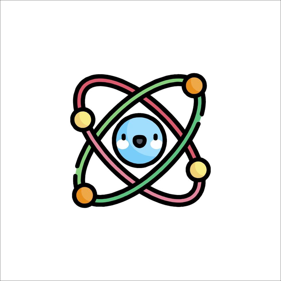 An atom with a cute face on it vector