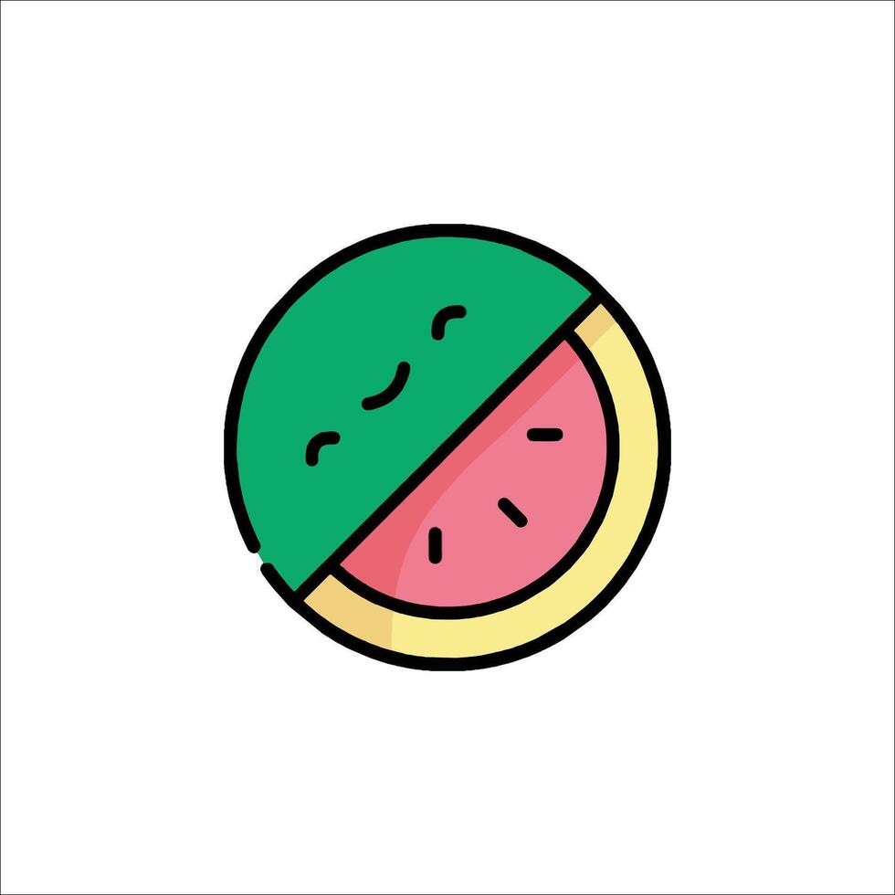 A slice of watermelon with a smiley face on it vector