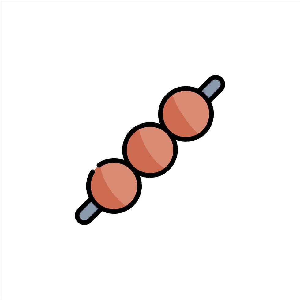 A line drawing of a skewer with three balls on it vector
