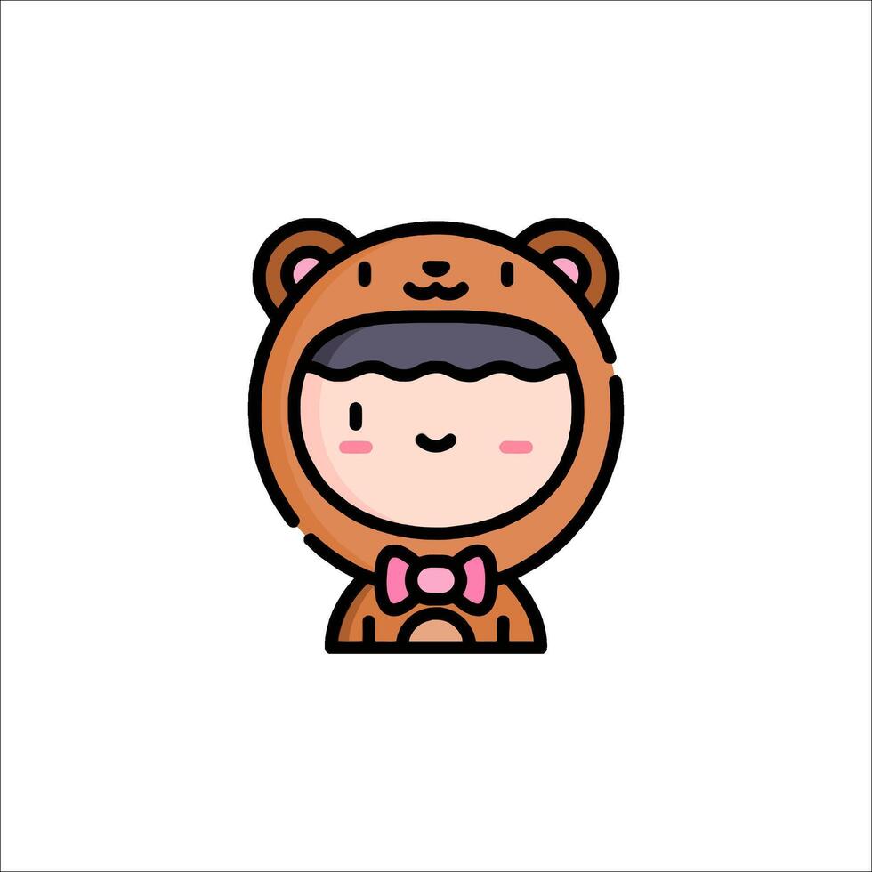 A cute bear with a bow tie on its head vector
