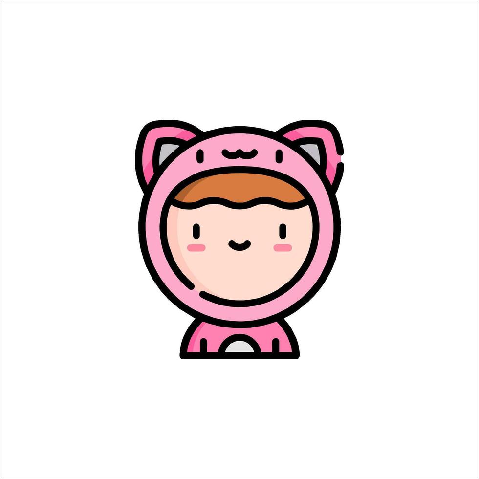 A cute little girl in a pink cat costume vector
