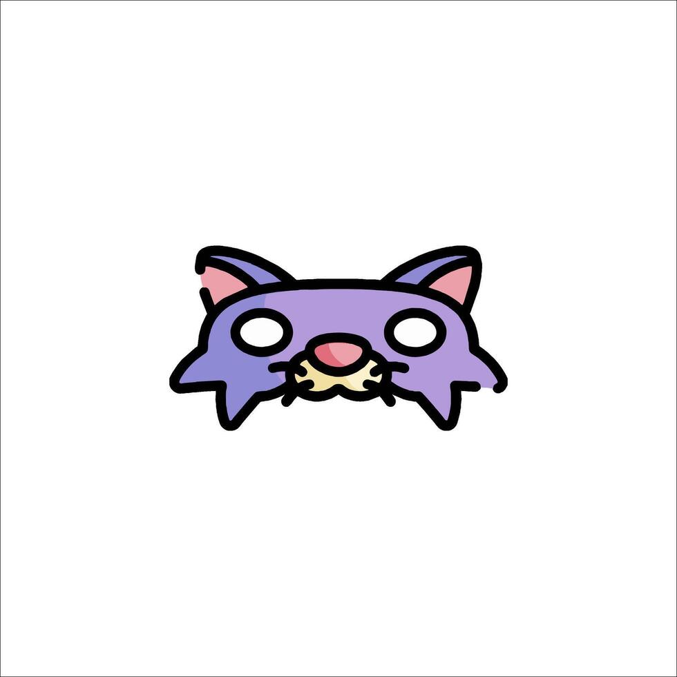 A purple cat with a big nose and eyes vector