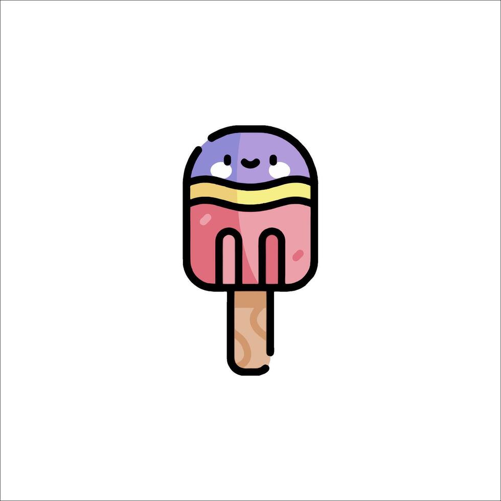 A colorful ice cream popsicle with a face on it vector