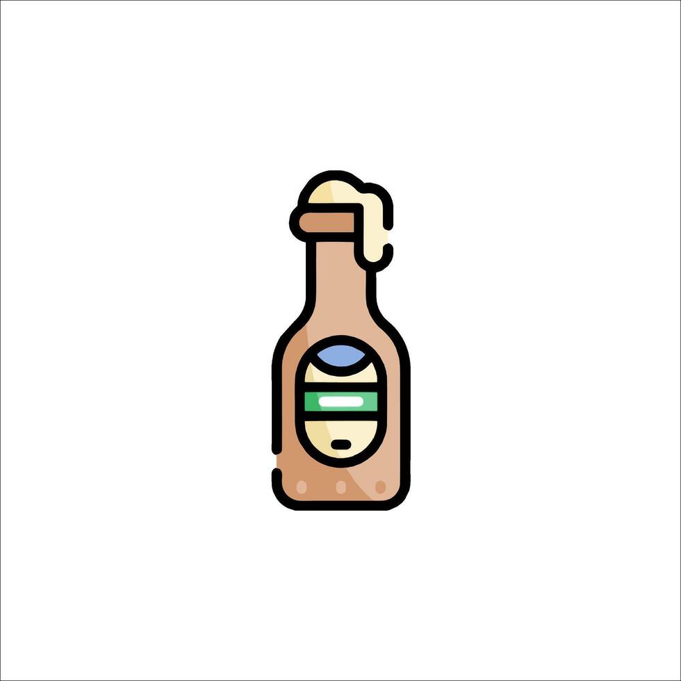 A bottle of beer with a glass of beer in it vector