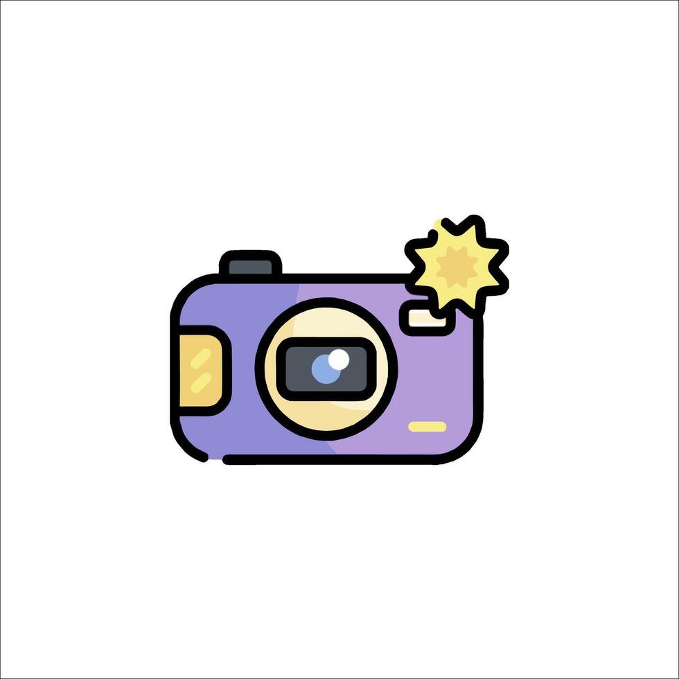 A purple camera icon with a star on it vector