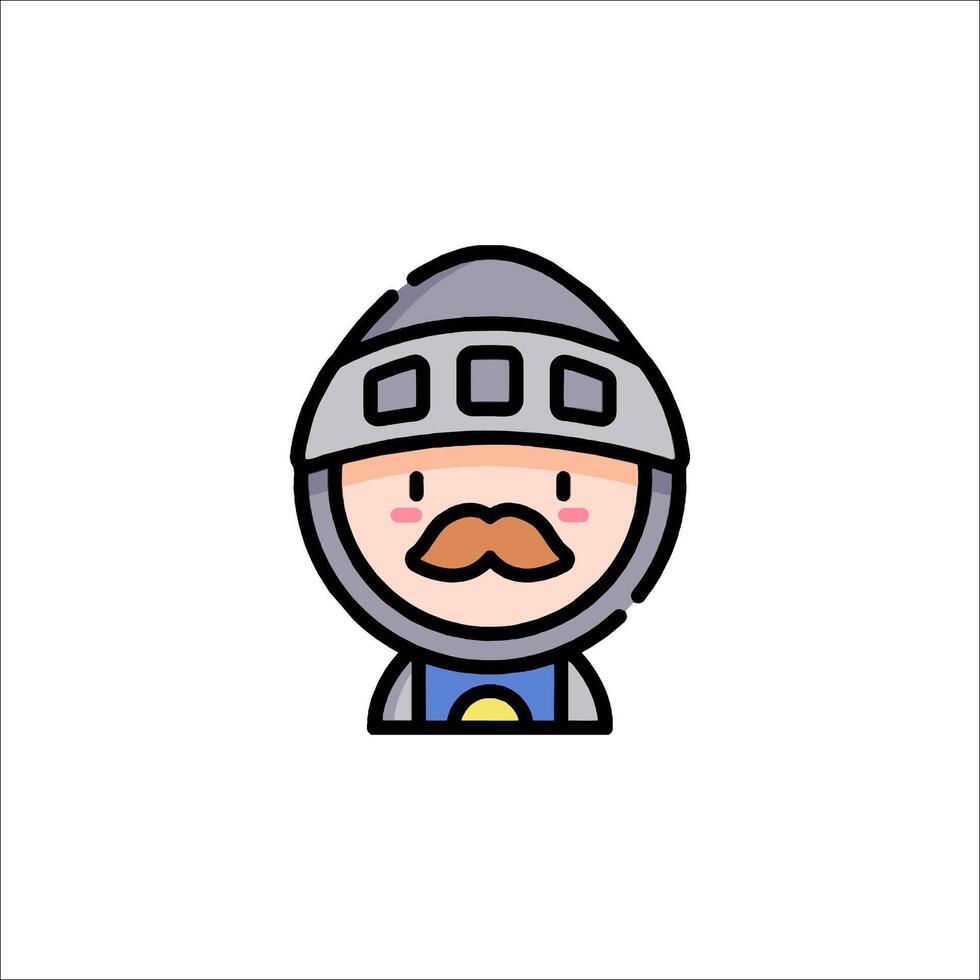 A cartoon character with a mustache and a helmet vector
