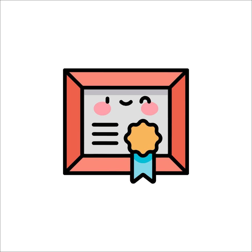 A certificate with a smiley face and a ribbon vector