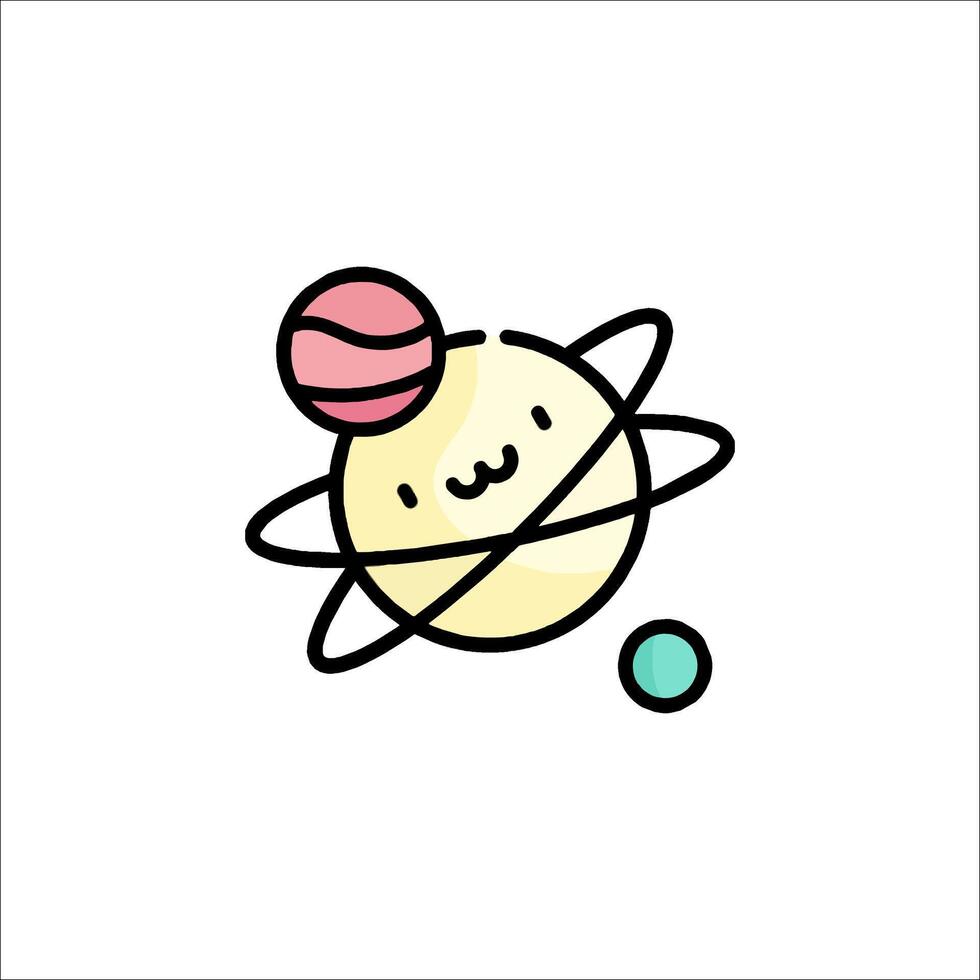 A cute cartoon planet with a smiley face vector