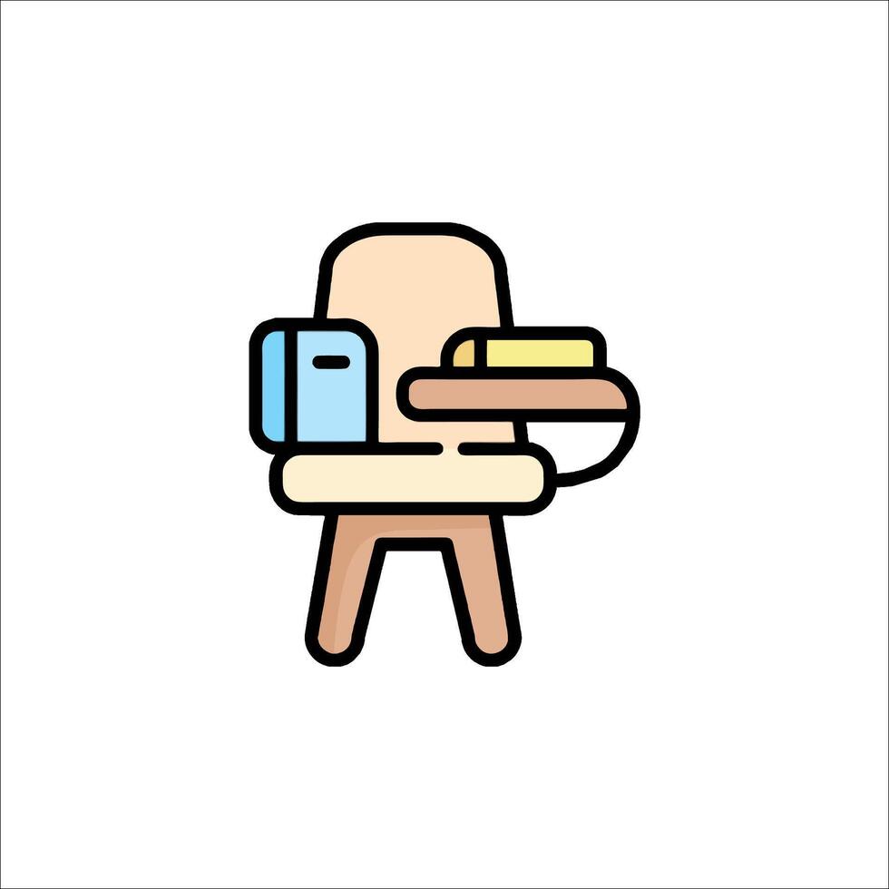 A chair with a book and a pencil on it vector