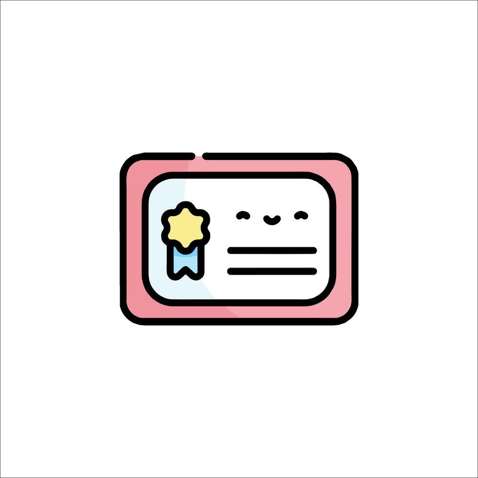 A certificate icon with a smiley face vector