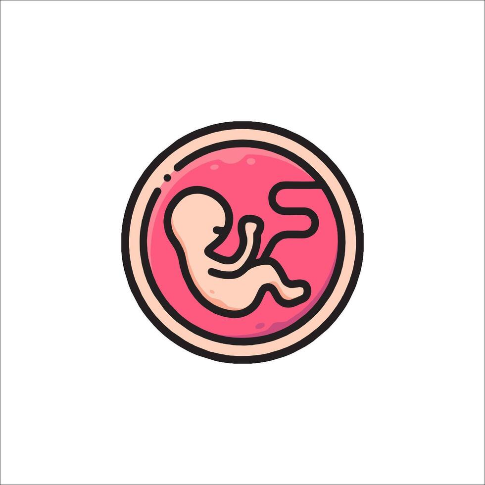A baby in a pink and white circle icon vector