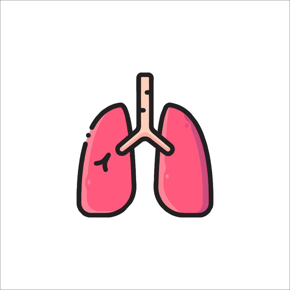 Lungs icon in flat style on white background vector