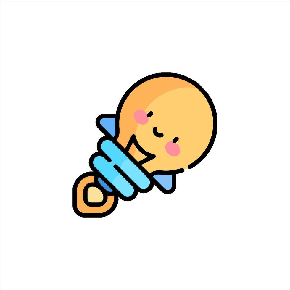 A cute little light bulb with a blue ribbon vector
