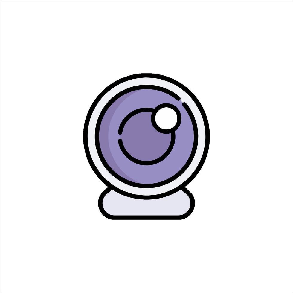 A purple and white webcam icon on a white background vector
