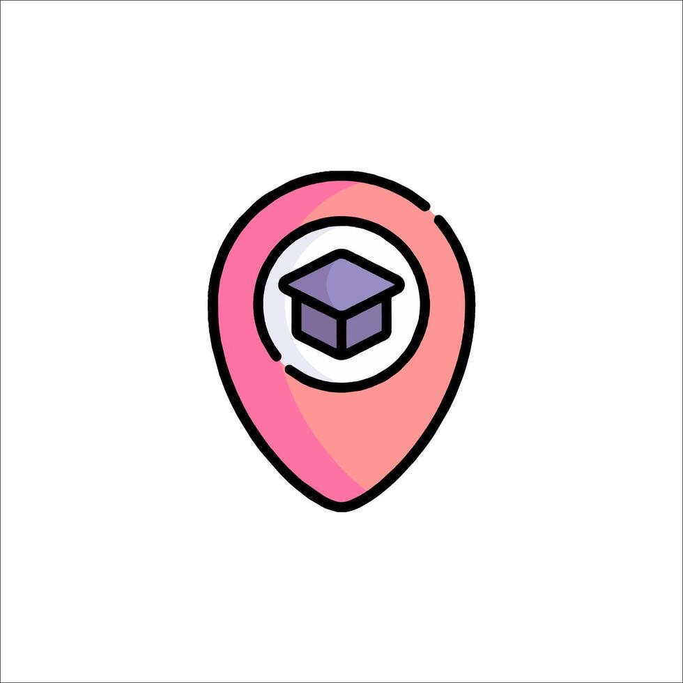 A pink pin with a box on it vector