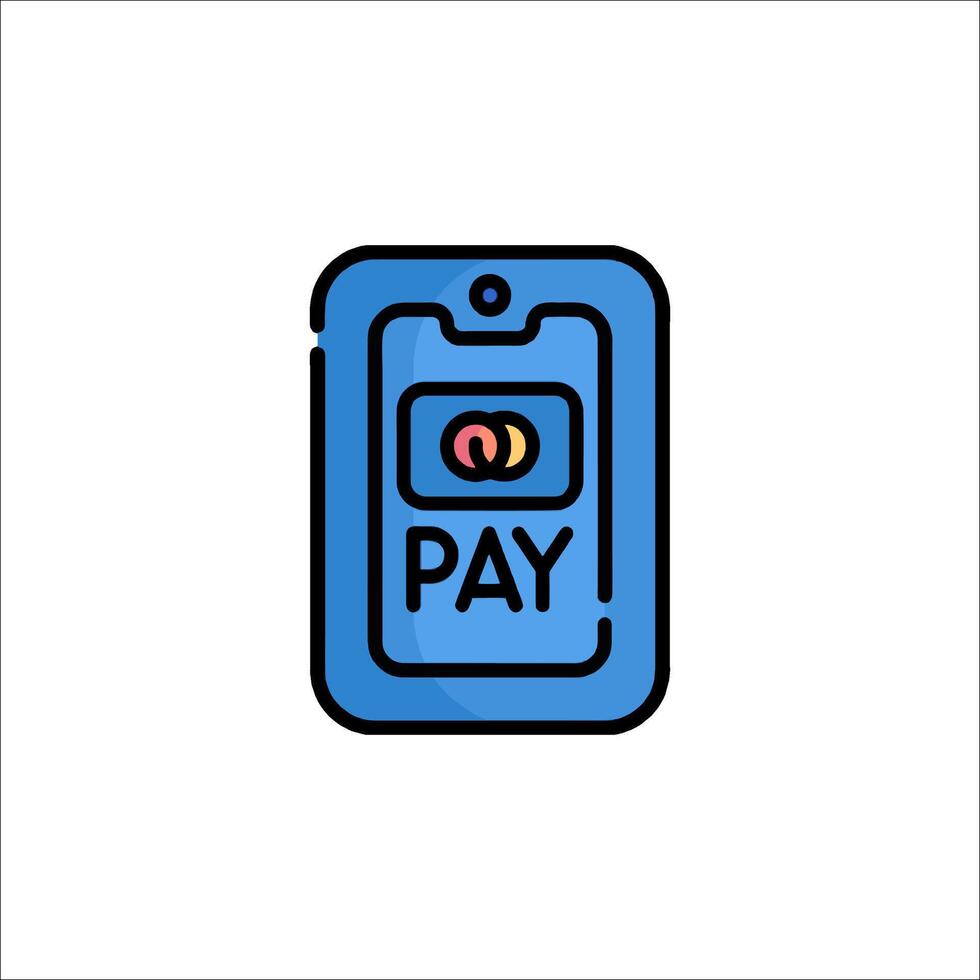 A blue credit card with the word pay on it vector