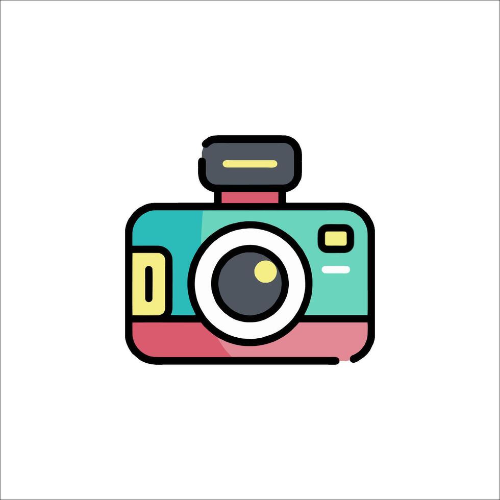 A colorful camera icon on a white background vector