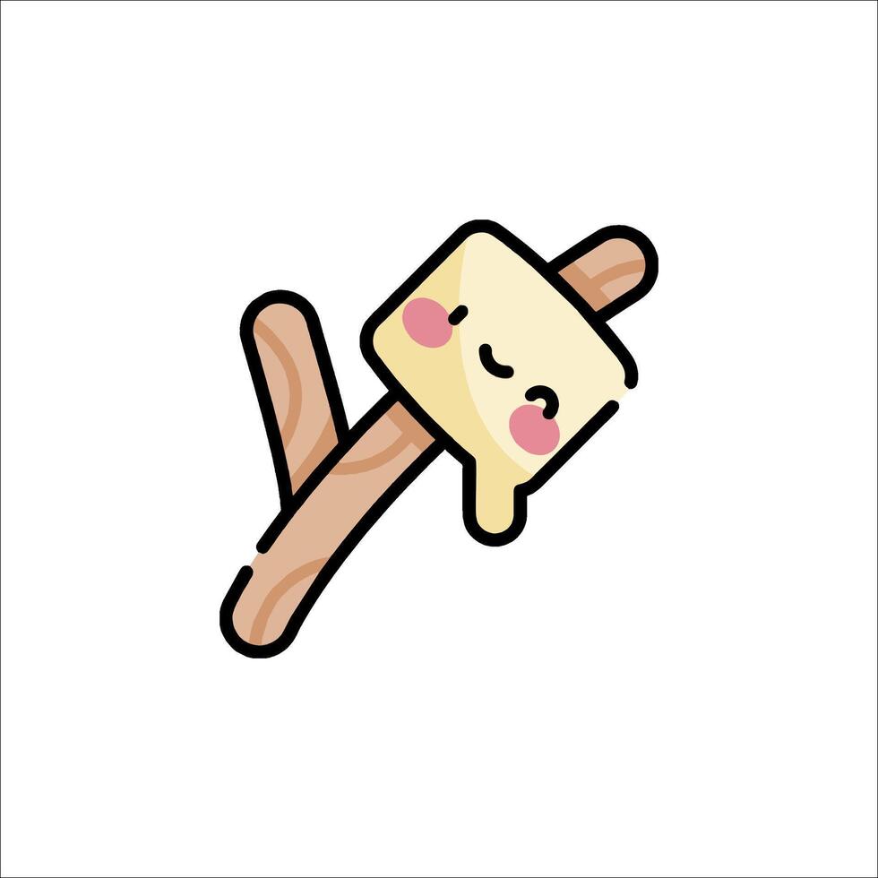 A cute little stick with cheese on it vector