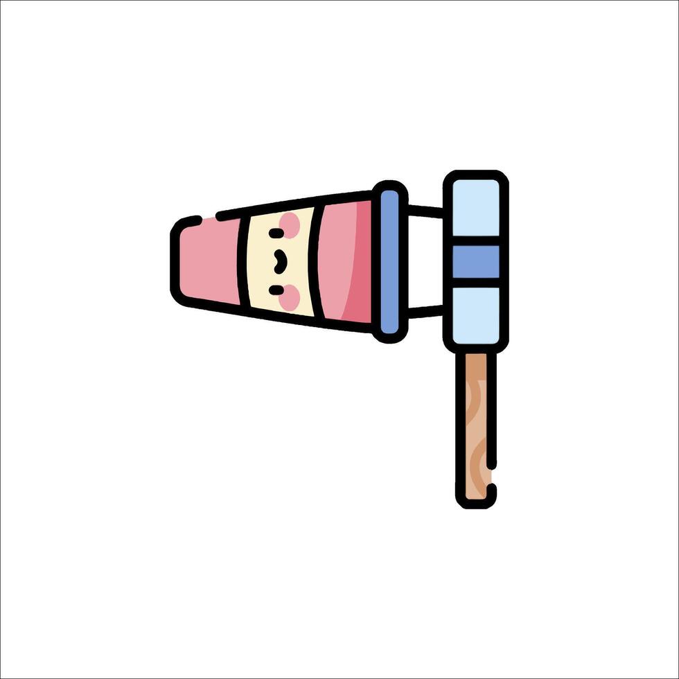 A pink ice cream cone with a stick on it vector