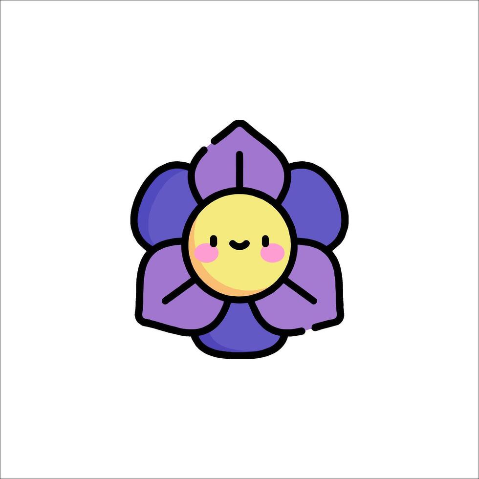A purple flower with a smiley face on it vector