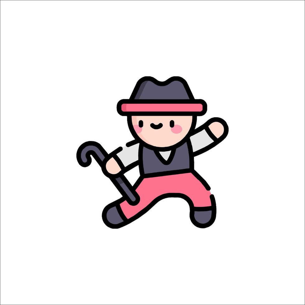 A cartoon character with a hat and cane vector