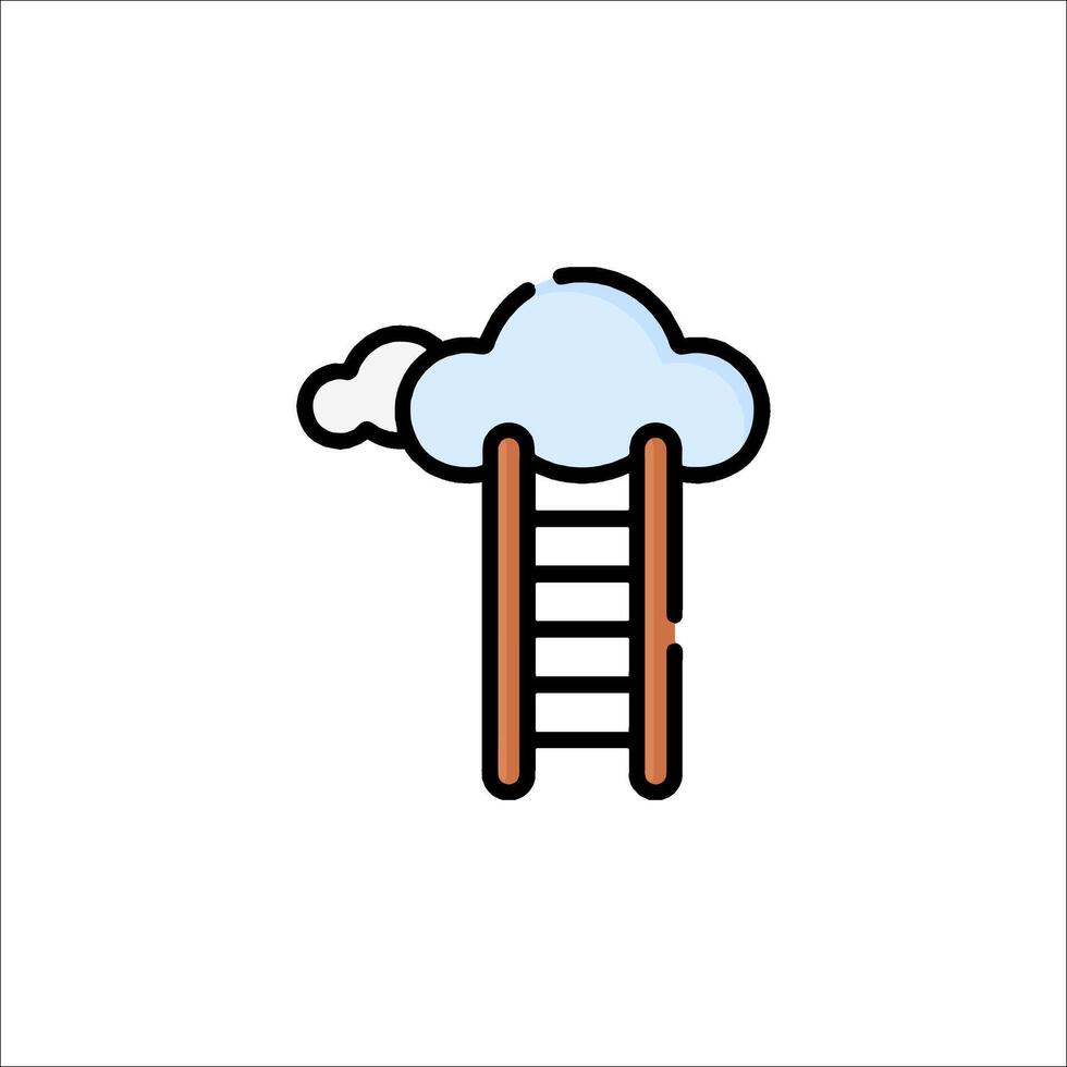 A ladder going up to a cloud with a cloud above it vector