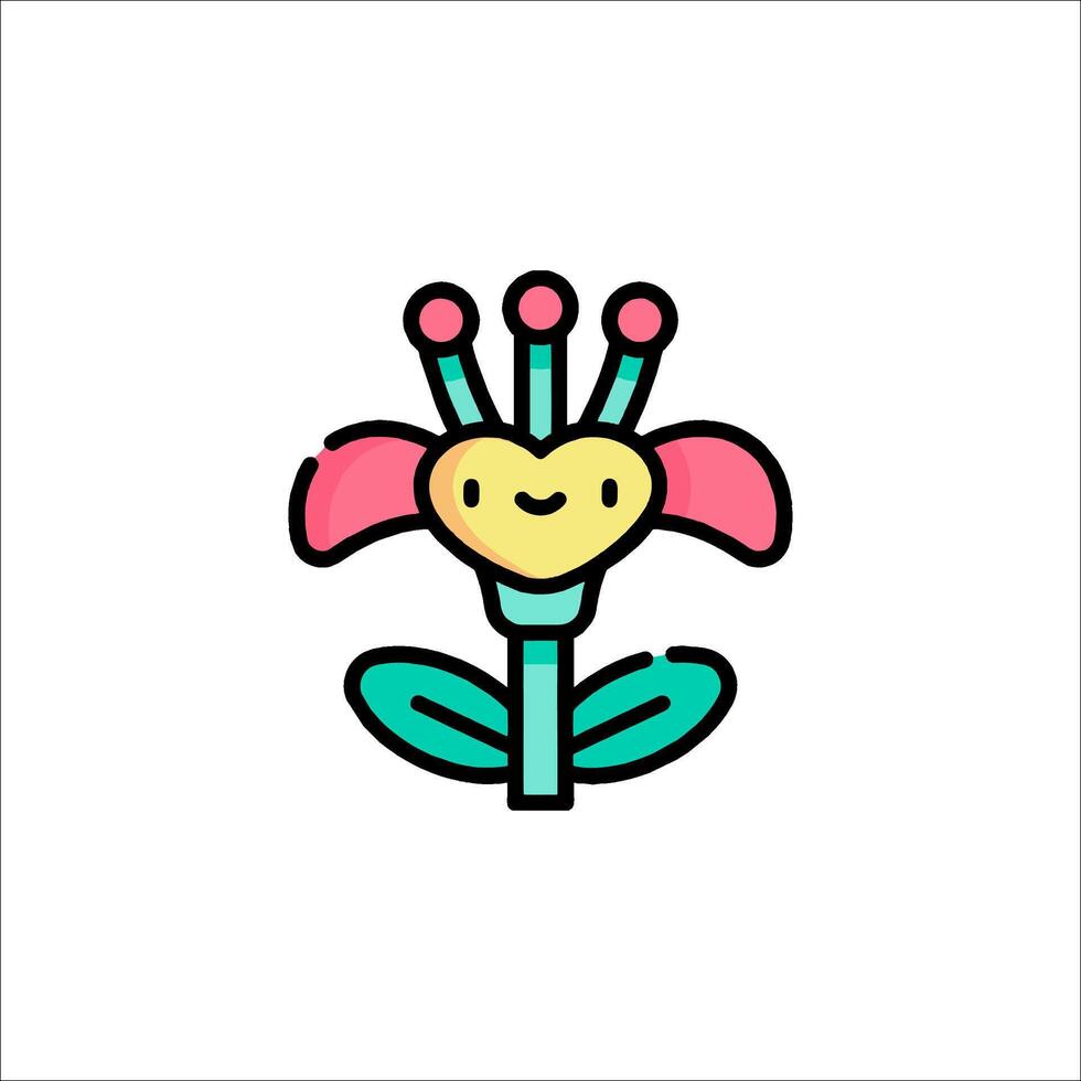 A cute flower with a heart on it vector