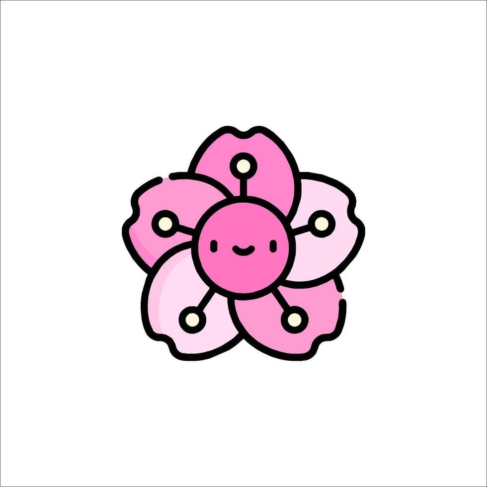 A pink flower with a smiley face on it vector