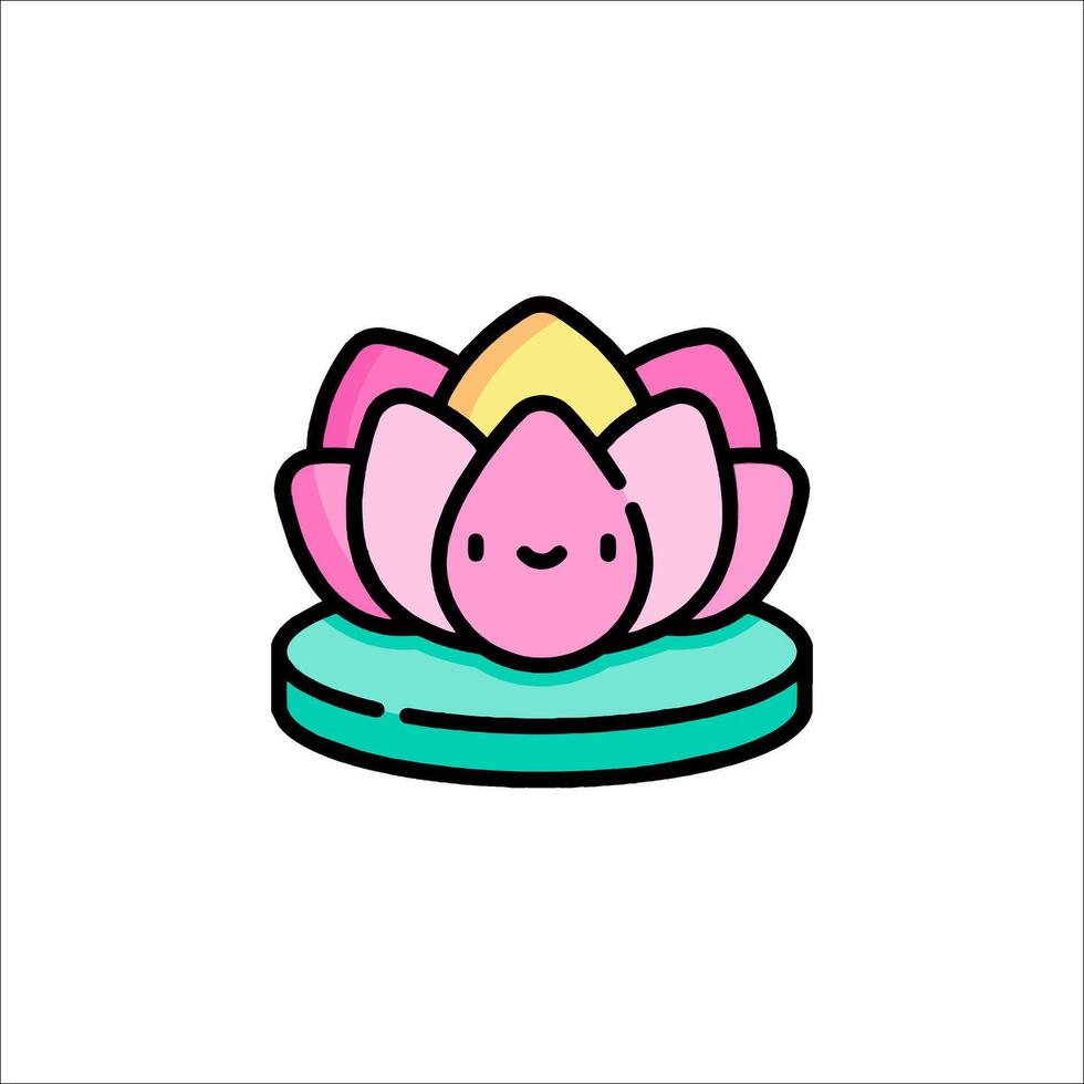 A cartoon lotus flower with a smile on it vector